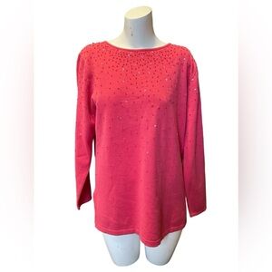 NWT QVC QUACKER FACTORY HOT PINK SEQUINED TUNIC SIZE M c23